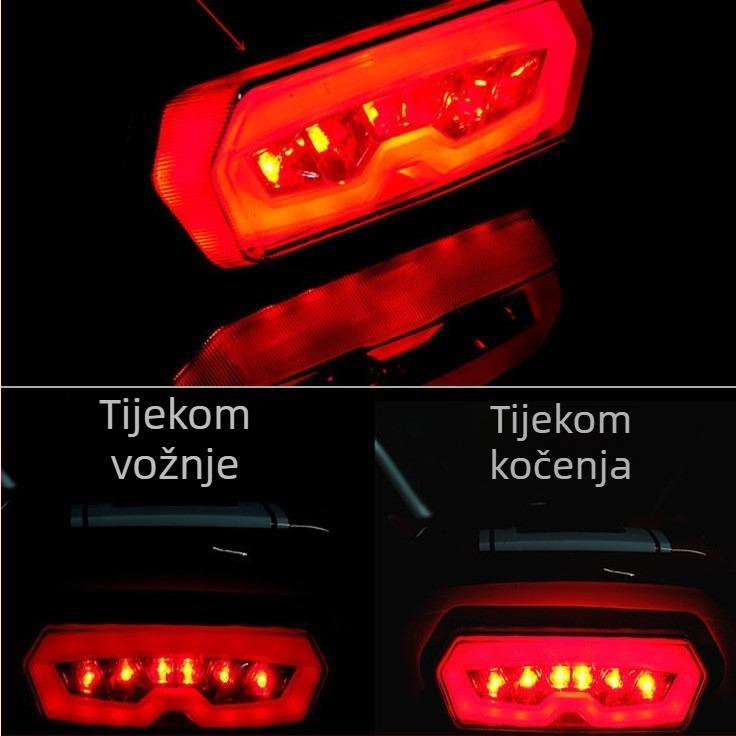 Motociklističko LED stražnje svjetlo s kočnicom i pokazivačem – WD003, 12V, 8W, 200 lm, kompatibilno s CBR650F, CTX700, MSX125