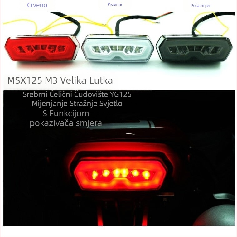 Motociklističko LED stražnje svjetlo s kočnicom i pokazivačem – WD003, 12V, 8W, 200 lm, kompatibilno s CBR650F, CTX700, MSX125