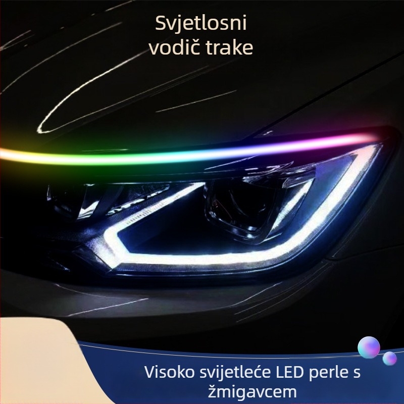 Auto LED prednje dnevno svjetlo sa signalom skretanja, 12V, 10W, 0,25A, ljepilo montiranje na prednjoj maski, Symphony svjetlosni vodič trakica