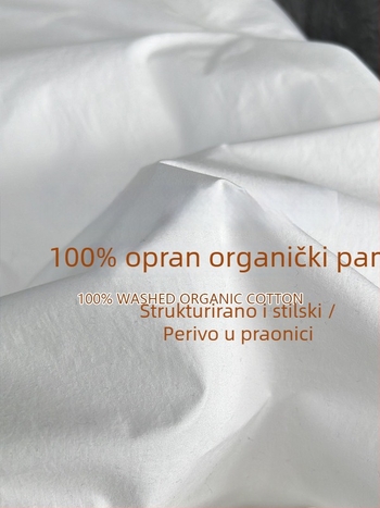Ženska košulja od organskog pamuka 95%+, poliester <30%; stojeći ovratnik; dugi rukav; širok kroj