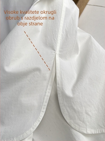 Ženska košulja od organskog pamuka 95%+, poliester <30%; stojeći ovratnik; dugi rukav; širok kroj