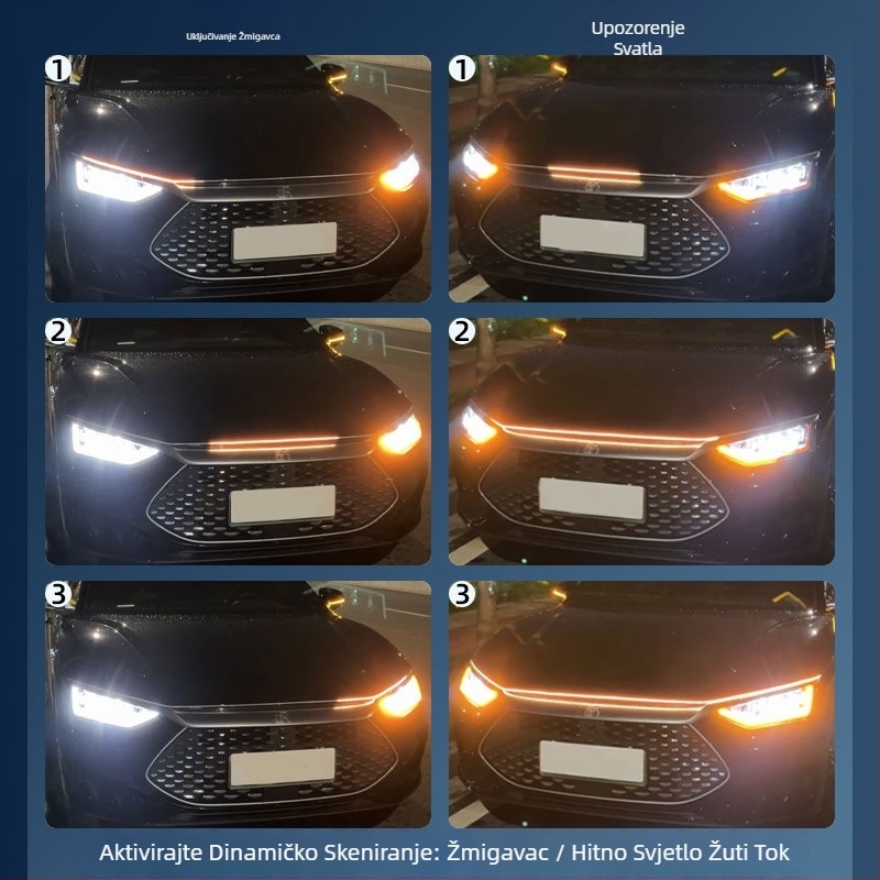 Dekorativno svjetlo za poklop motora s dinamičkim učinkom protoka svjetla - silikon, 12V, 10W, model MKS-54698