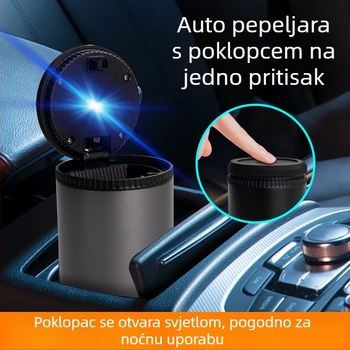 Automobilska pepeljara od aluminijske legure – poklopac s jednim gumbom, brušeni završetak, prilagodljiva obrada (Aluminijska legura; Model: In-car ashtray; Brušeni završetak; Prilagodljiva obrada)