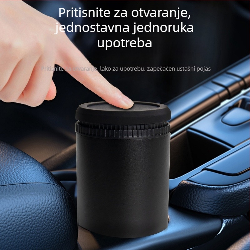 Automobilska pepeljara od aluminijske legure – poklopac s jednim gumbom, brušeni završetak, prilagodljiva obrada (Aluminijska legura; Model: In-car ashtray; Brušeni završetak; Prilagodljiva obrada)