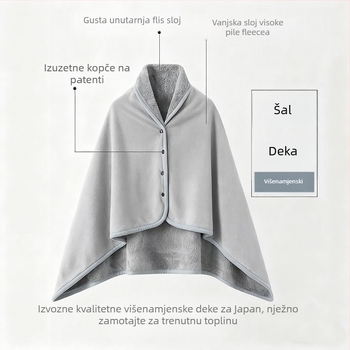 Zimski šal-ćebe s japanskim i korejskim stilom, 100% poliester, 280 g, proljeće i jesen, prilagodljiv