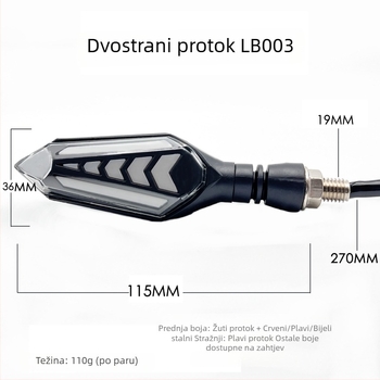 Motocikl LED pokazivač smjera s efektom tekuće vode, dvostrani, vodootporni, 12V, 1.4W