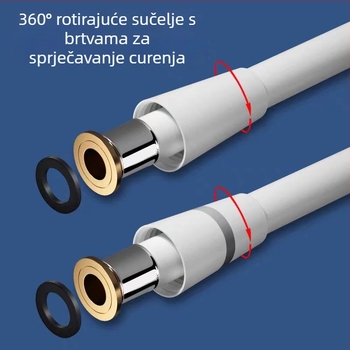 PVC tuš šlauf s mesingim jezgrom, ojačan, otporan na zapetljavanje, tlakotporan, spoj s navojem