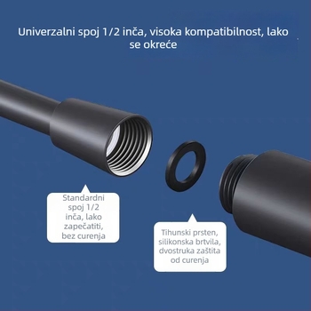 PVC tuš šlauf s mesingim jezgrom, ojačan, otporan na zapetljavanje, tlakotporan, spoj s navojem