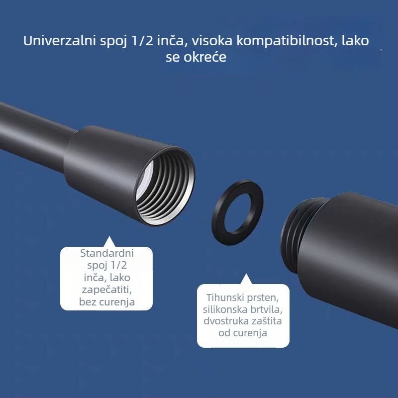 PVC tuš šlauf s mesingim jezgrom, ojačan, otporan na zapetljavanje, tlakotporan, spoj s navojem