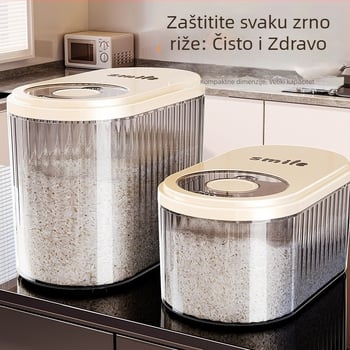 Posuda za rižu s kliznim poklopcem, 30 L, prehrambenog PP plasta, zapečaćena, zaštita od vlage i insekata