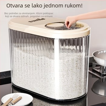Posuda za rižu s kliznim poklopcem, 30 L, prehrambenog PP plasta, zapečaćena, zaštita od vlage i insekata