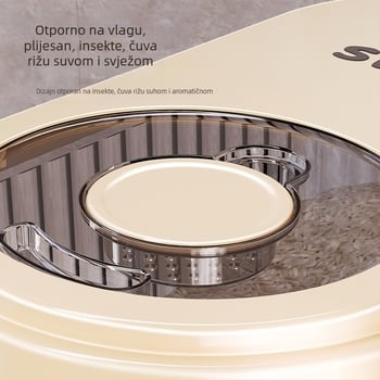 Posuda za rižu s kliznim poklopcem, 30 L, prehrambenog PP plasta, zapečaćena, zaštita od vlage i insekata