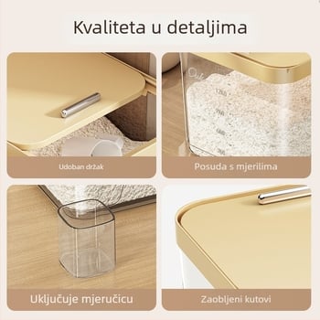 Yunxuan kutija za skladištenje riže, hrana-kvaliteta, otporna na insekte i vlagu, zatvoreni spremnik za žitarice i brašno, PP plastika, kapacitet 10 L+