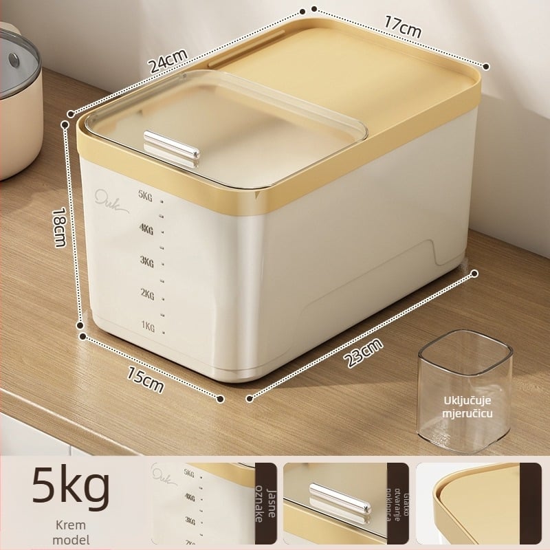 Yunxuan kutija za skladištenje riže, hrana-kvaliteta, otporna na insekte i vlagu, zatvoreni spremnik za žitarice i brašno, PP plastika, kapacitet 10 L+