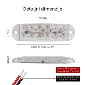 LED upozoravajuće svjetlo za kamione – 12LED, dvostruki red, 12–80V, aluminijska podloga + akrilna maska