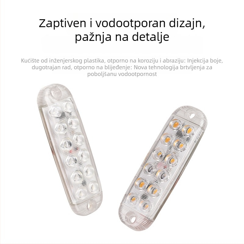 LED upozoravajuće svjetlo za kamione – 12LED, dvostruki red, 12–80V, aluminijska podloga + akrilna maska
