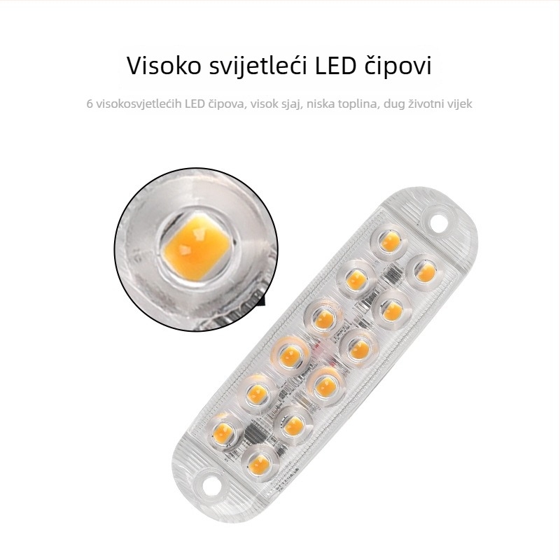 LED upozoravajuće svjetlo za kamione – 12LED, dvostruki red, 12–80V, aluminijska podloga + akrilna maska