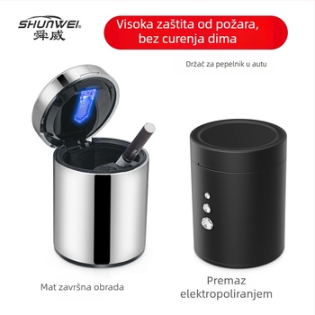 Auto pepeljara s otpornošću na vatru i LED osvijetljenim poklopcem, model SD-1204, materijal ABS-PC-PBT, težina 126 g