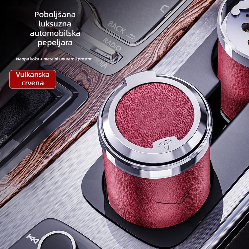 Auto pepeljara, kreativa višefunkcionalna s poklopcem i svjetlom (Metal; Model YHG-B18; Značka Chegoshi; Težina 195 g; Proizvodni proces: Odlijevanje)