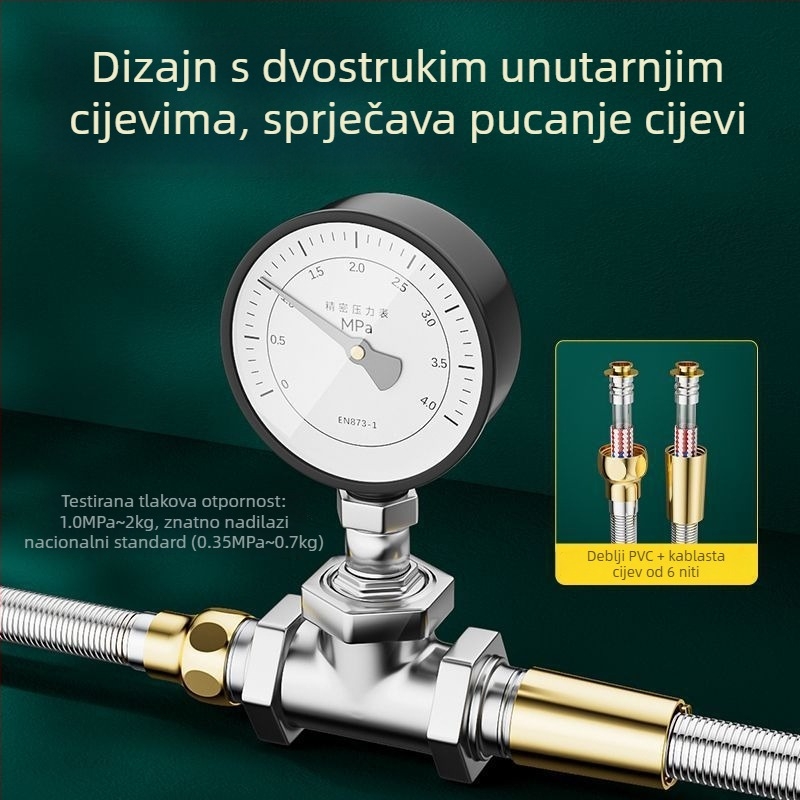 Konektor za tuš cijev i mlaznicu, 304 nehrđajući čelik, model 123, nominalni tlak 1,6 MPa, radna temperatura 0–100°C, ugradnja zatezanjem, moderni minimalistički stil