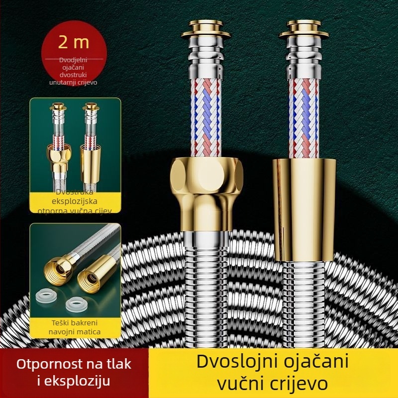 Konektor za tuš cijev i mlaznicu, 304 nehrđajući čelik, model 123, nominalni tlak 1,6 MPa, radna temperatura 0–100°C, ugradnja zatezanjem, moderni minimalistički stil