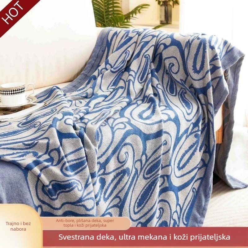Letna putna deka s geometrijskim uzorkom, od poliester tkanine, 190-200 g/m², za proljeće i jesen.