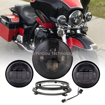 Set LED farova za Harley‑Davidson Road King: 7-inčni LED glavni far i 4,5-inčni magleni far s nosačima