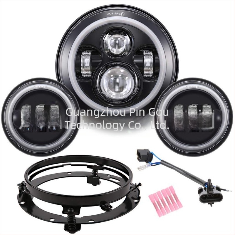 Set LED farova za Harley‑Davidson Road King: 7-inčni LED glavni far i 4,5-inčni magleni far s nosačima