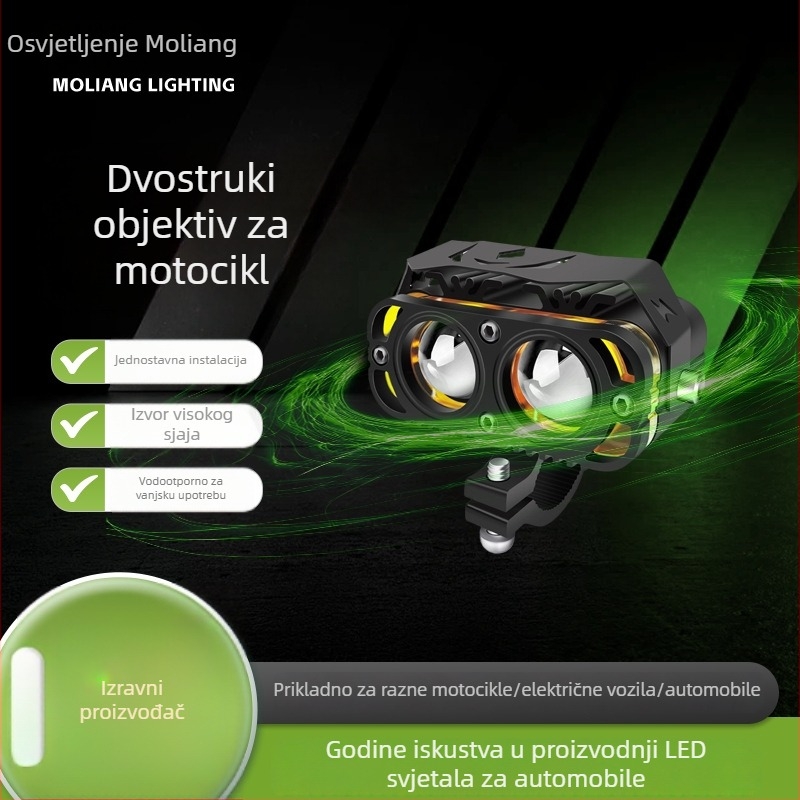 LED reflektor za automobile i motocikle, dvostruki snop, 2 oka, 20W, 4000lm, 12-80V, IP67, aluminij