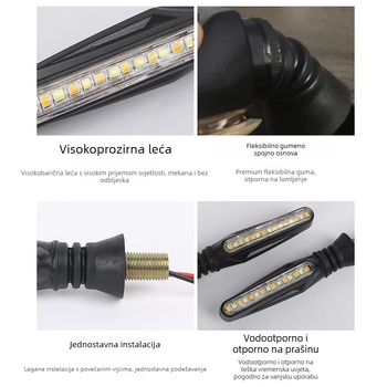 Motocikl LED dnevna svjetla s usmjerenim signalima u stilu tekuće vode, 12V, TH-1815L, ABS