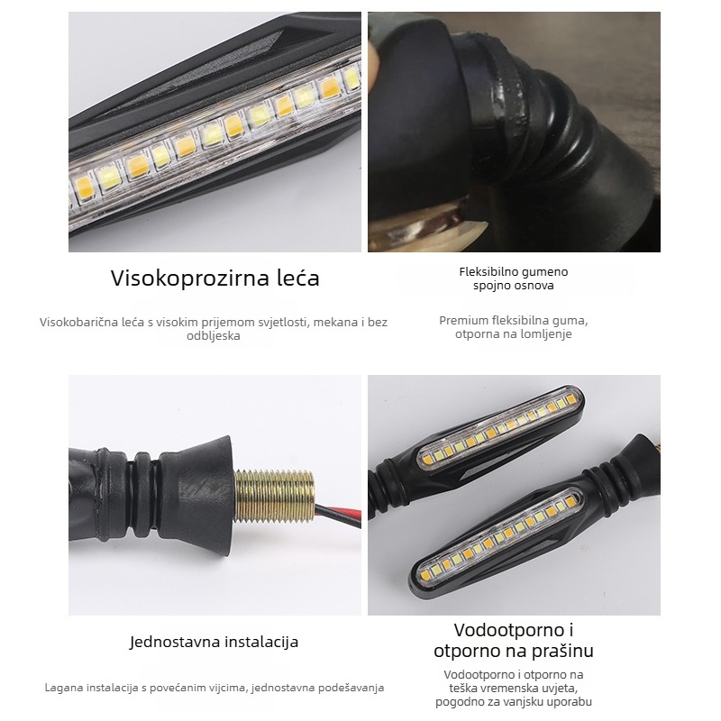 Motocikl LED dnevna svjetla s usmjerenim signalima u stilu tekuće vode, 12V, TH-1815L, ABS