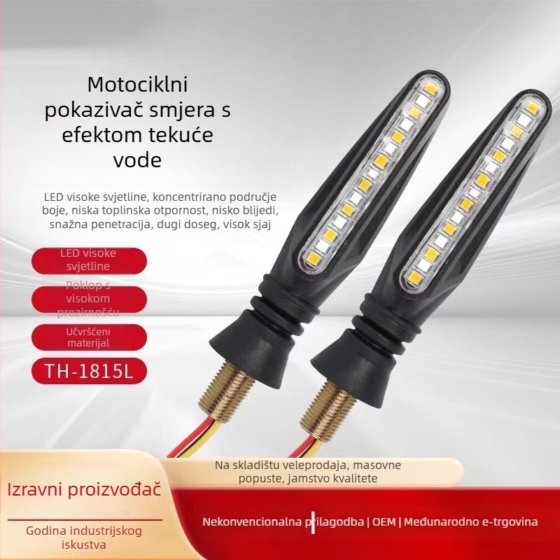 Motocikl LED dnevna svjetla s usmjerenim signalima u stilu tekuće vode, 12V, TH-1815L, ABS