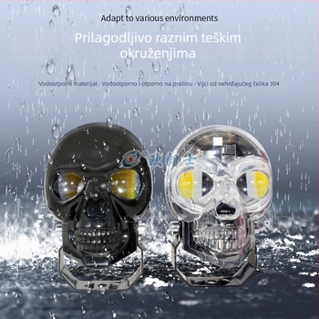 Motociklistički LED reflektor s lobanjom, dvostruka zraka i bljesak, 18W, 12-80V, 3000-4500 lm, aluminijsko kućište, trajanje 50 000 sati
