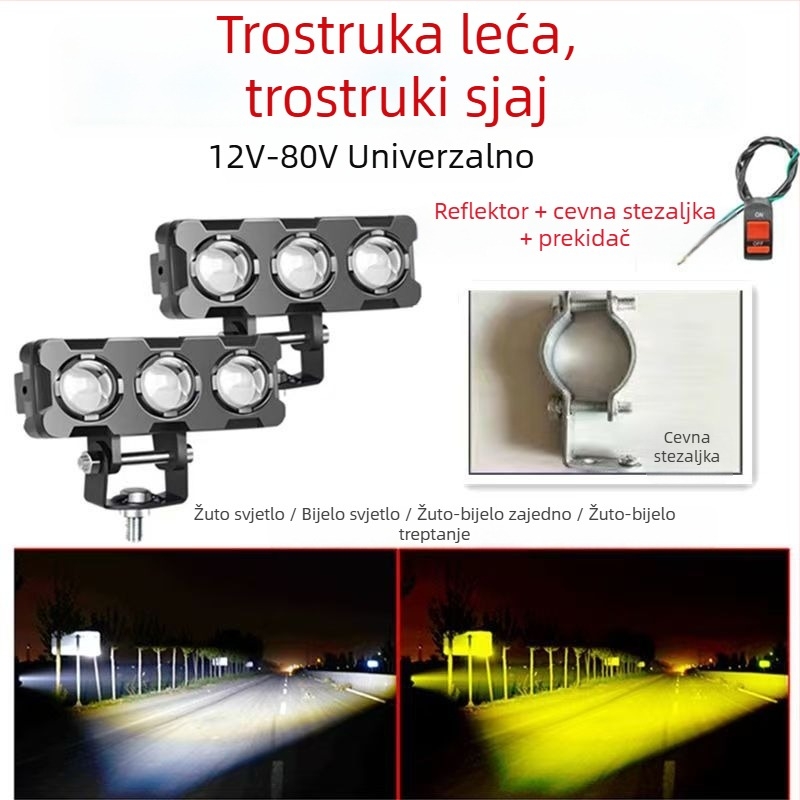 LED far za električna vozila – Model C26, kućište od livenog aluminija, širok napon 9–80V, 3A struja, izuzetno jasni LED reflektor