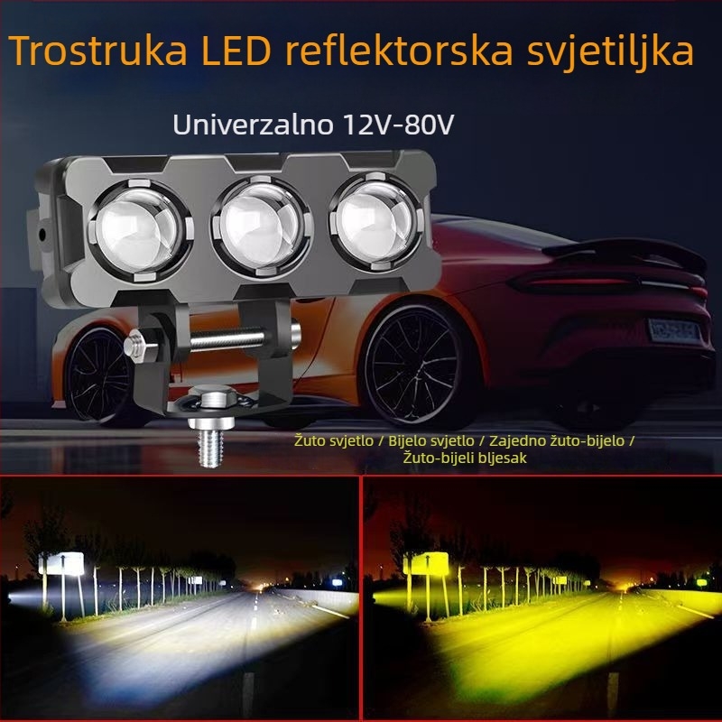 LED far za električna vozila – Model C26, kućište od livenog aluminija, širok napon 9–80V, 3A struja, izuzetno jasni LED reflektor