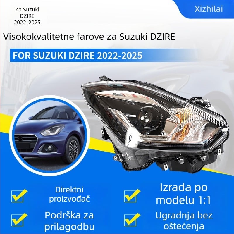 LED prednje svjetlo s pokazivačem smjera i svjetlom za kočnice Suzuki Dzire 2022-2025; LED izvor, 12V, dugi vijek
