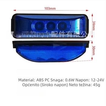 3LED trapezoidalno bočno svjetlo za kamione, prikolice i autobuse (12-24V, 0.6W, ABS PC, Model 3LED)