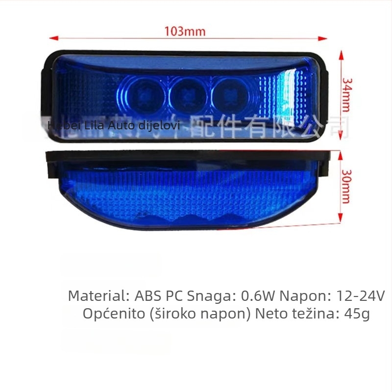 3LED trapezoidalno bočno svjetlo za kamione, prikolice i autobuse (12-24V, 0.6W, ABS PC, Model 3LED)