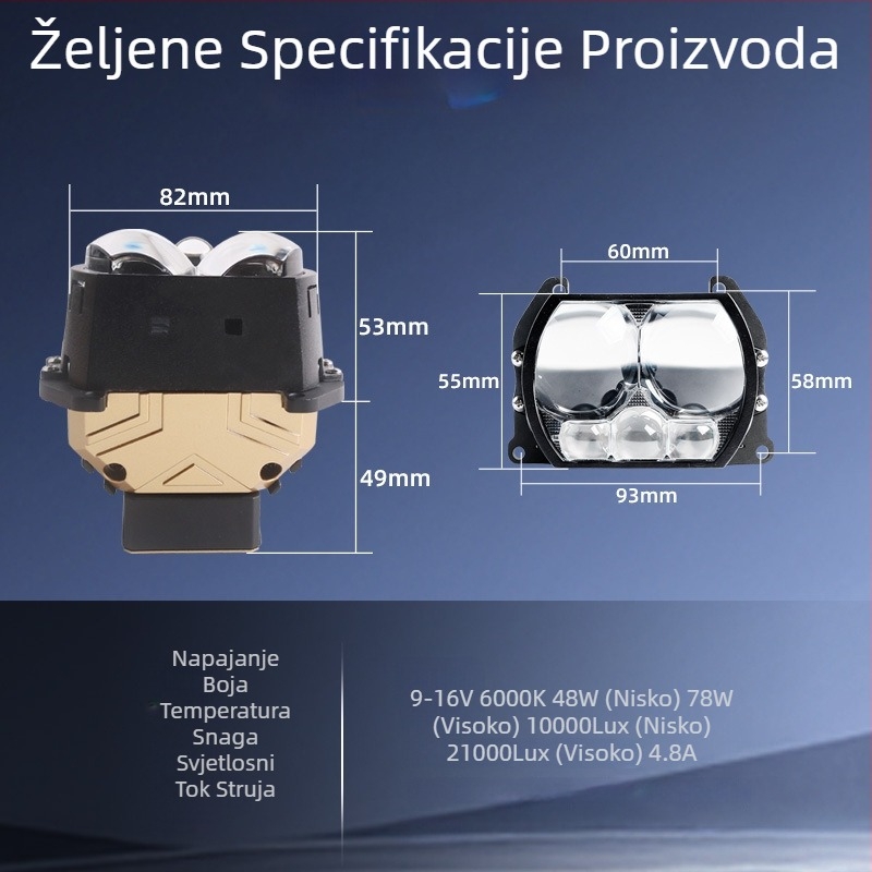 Prednje svjetlo s laserskim izvorom Gold Five-Eye 78W 12V 50.000 h