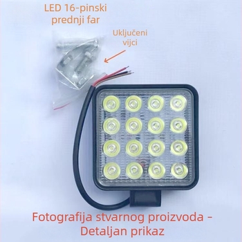 LED prednja radna svjetiljka s 16 LED, model HN-746-1, 10-30V, PC kućište, za univerzalna teška vozila
