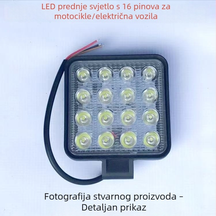 LED prednja radna svjetiljka s 16 LED, model HN-746-1, 10-30V, PC kućište, za univerzalna teška vozila