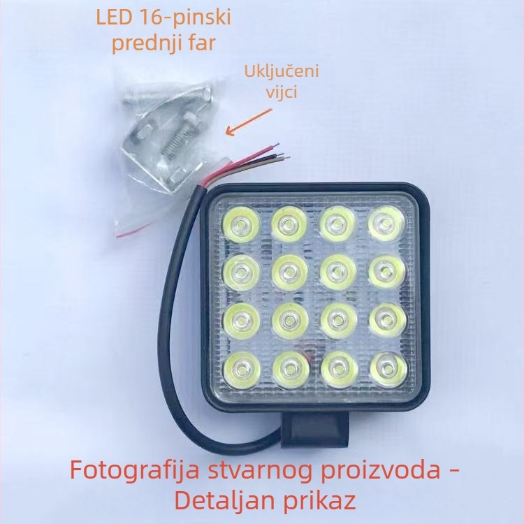 LED prednja radna svjetiljka s 16 LED, model HN-746-1, 10-30V, PC kućište, za univerzalna teška vozila