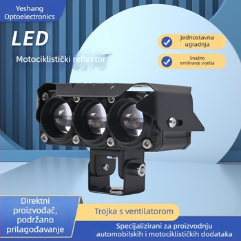 Motociklistički LED reflektor s križnim lećama, tri LED-ova s ventilatorom, 35W, 12-80V