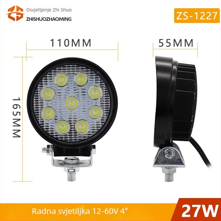 Univerzalno LED radno svjetlo za teške strojeve, 27W, 6500 lm, trajanje 10000 h, Šifra dijela zs-1327