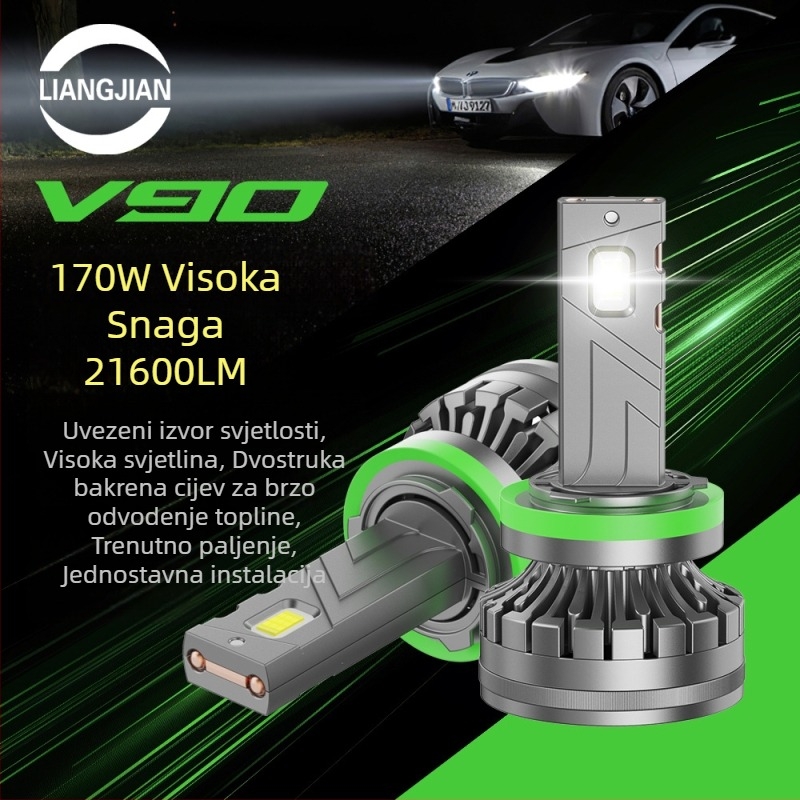 LED automobilsko prednje svjetlo H4, dvostruka bakrena cijev, 170W, 17000 lm, 24V, IP68