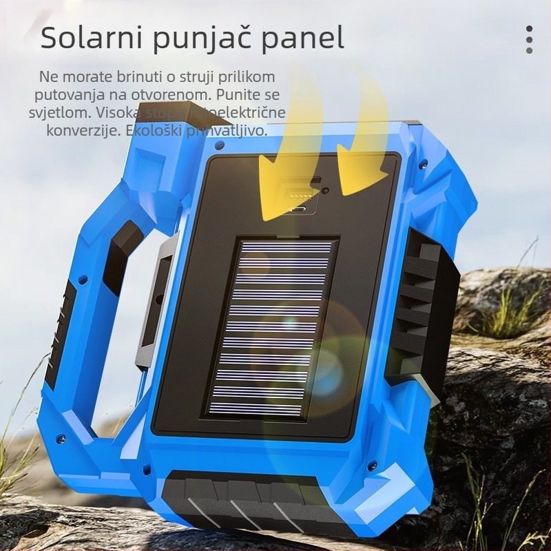 Solarna prijenosna LED radna svjetiljka s ručnim pogonom, 20W, 2400 mAh baterija