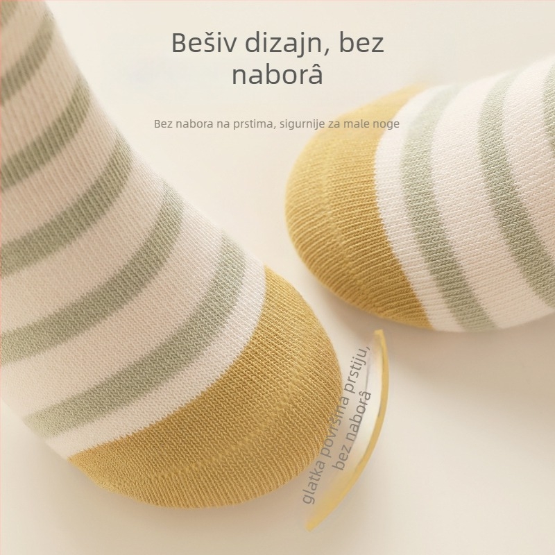 Dječje pamučne čarape bez šavova, srednji dio čarape, protuklizne, žakardni uzorak, jesen-zima, unisex