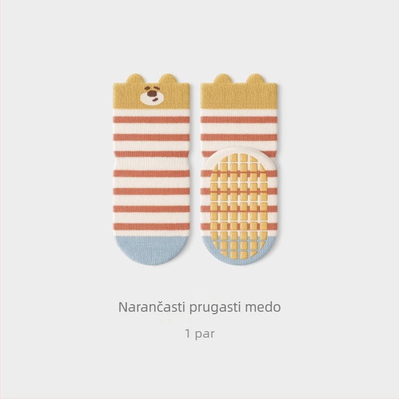 Dječje pamučne čarape bez šavova, srednji dio čarape, protuklizne, žakardni uzorak, jesen-zima, unisex