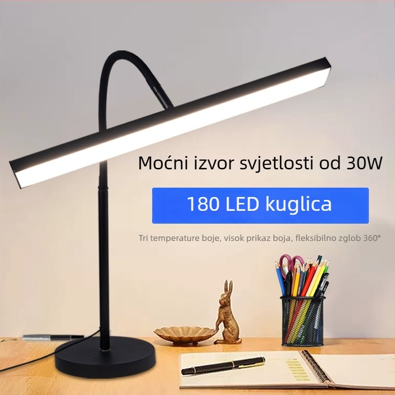 Štipna stolna lampa za učenje s zaštitom očiju, 21–30W, CRI ≥95, acrylic sjenilo, napon ≤36V, napajanje iz utičnice