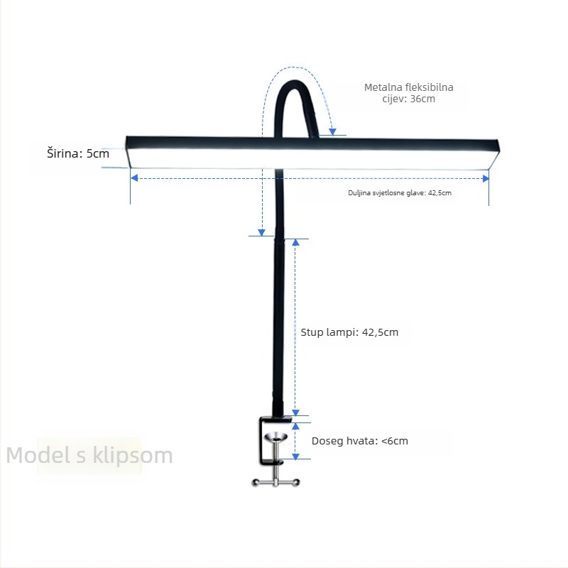 Štipna stolna lampa za učenje s zaštitom očiju, 21–30W, CRI ≥95, acrylic sjenilo, napon ≤36V, napajanje iz utičnice